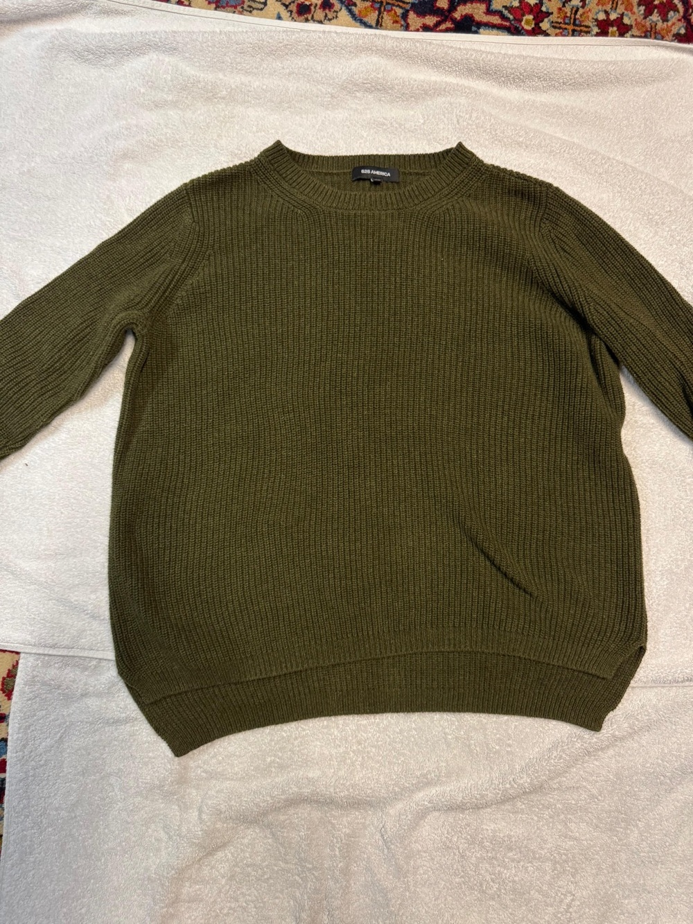 525 America Olive Green Ribbed Crewneck Sweater - Women